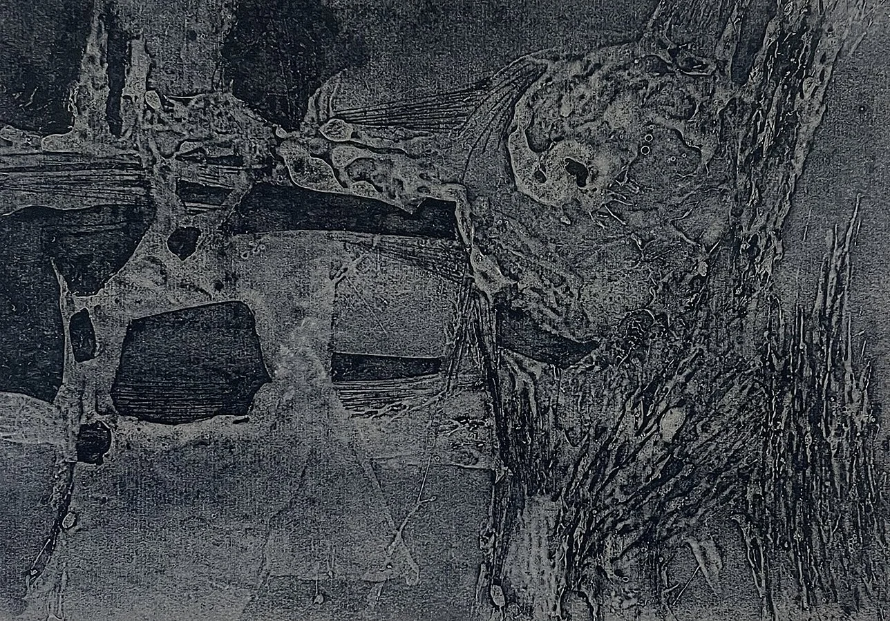  Dark Remnants 

 

 MEDIUM  : Carborundum Collagraph Signed

 

 DIMENSIONS  : 10" X 14"

 

 PRICE  : $300