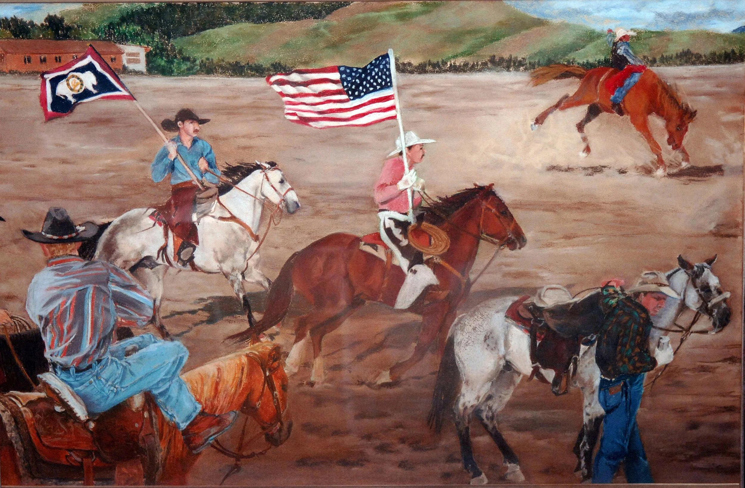  Panel 2- The Grand  Entry 

 

 MEDIA  : Pastel

 

 SIZE  : 31"H X 36"