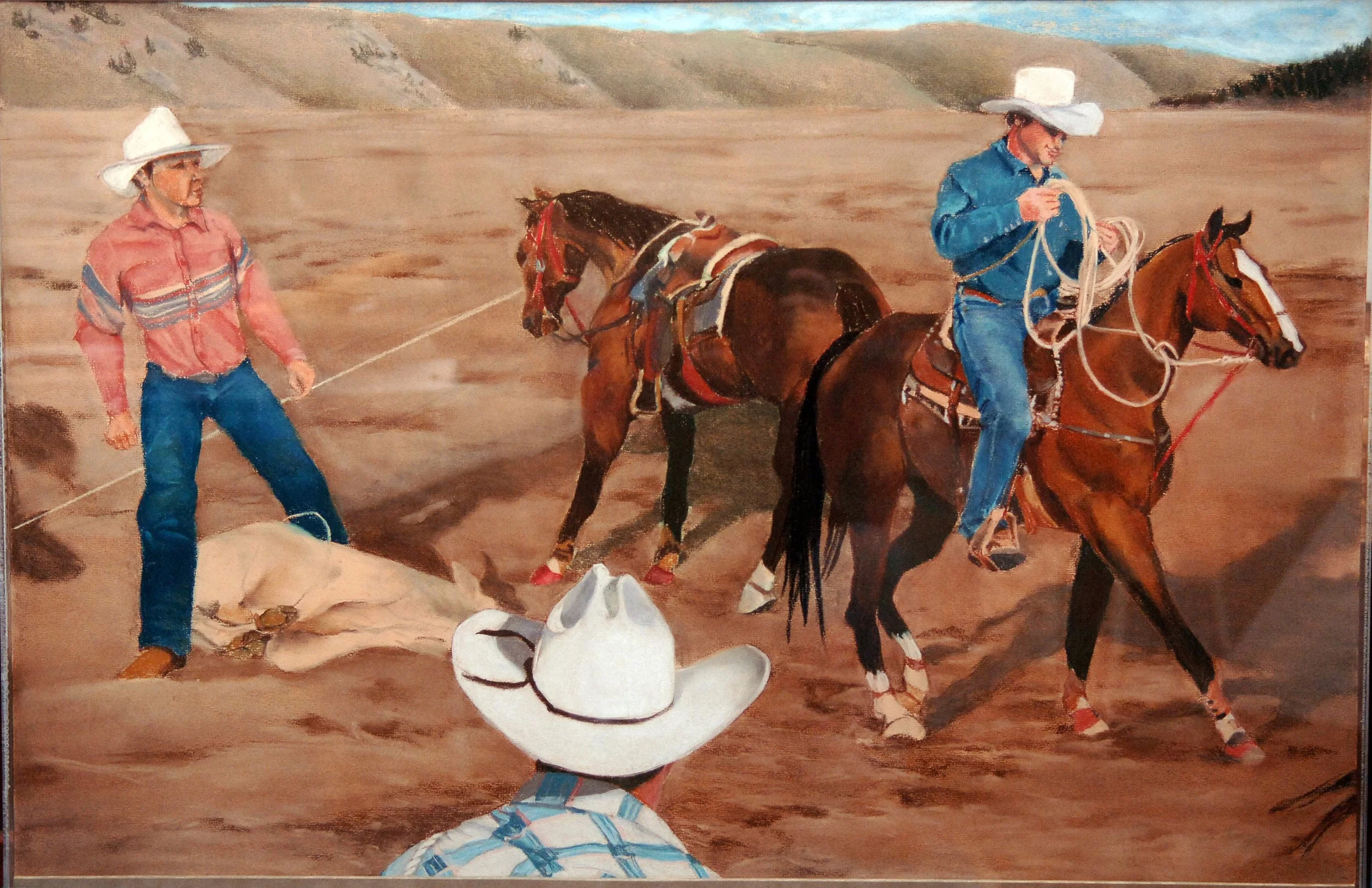  Panel 7- Calf Roping  

 

 MEDIA  : Pastel

 

 SIZE  : 31"H X 36"