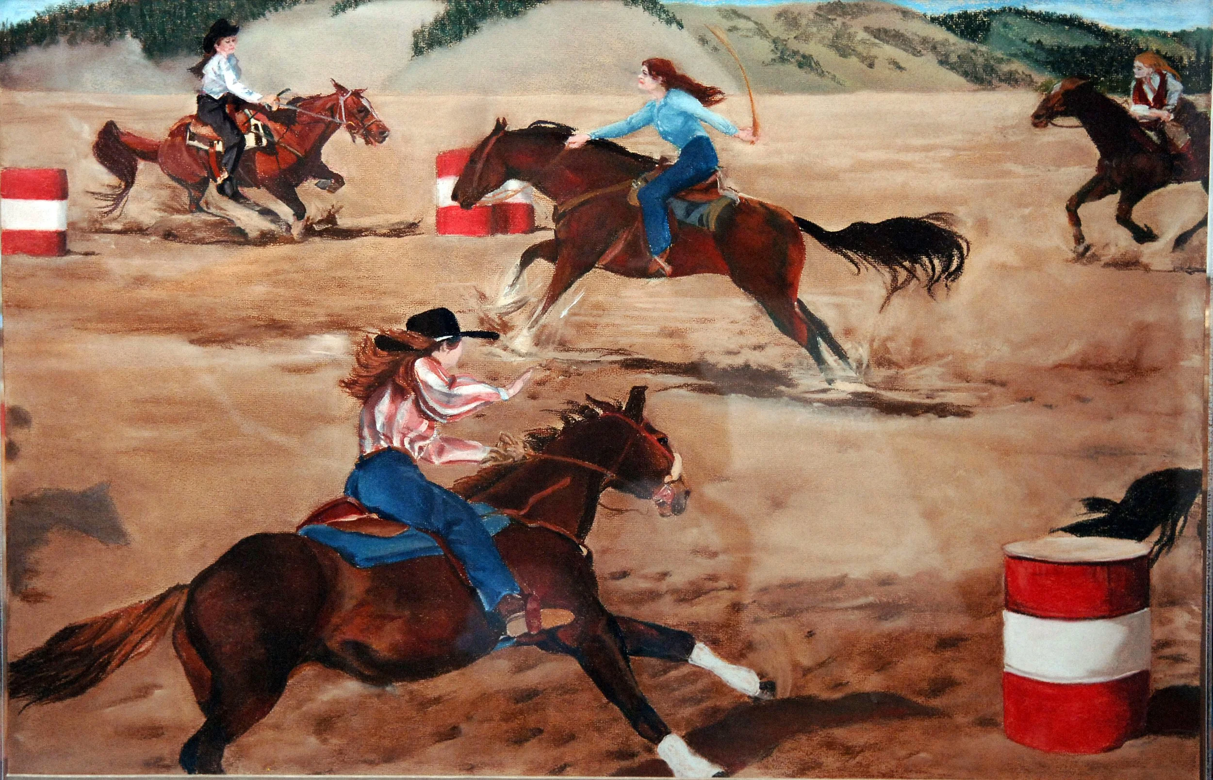  Panel 8 - Ladies' 
Barrel Racing 

 

 MEDIA  : Pastel

 

 SIZE  : 31"H X 36"