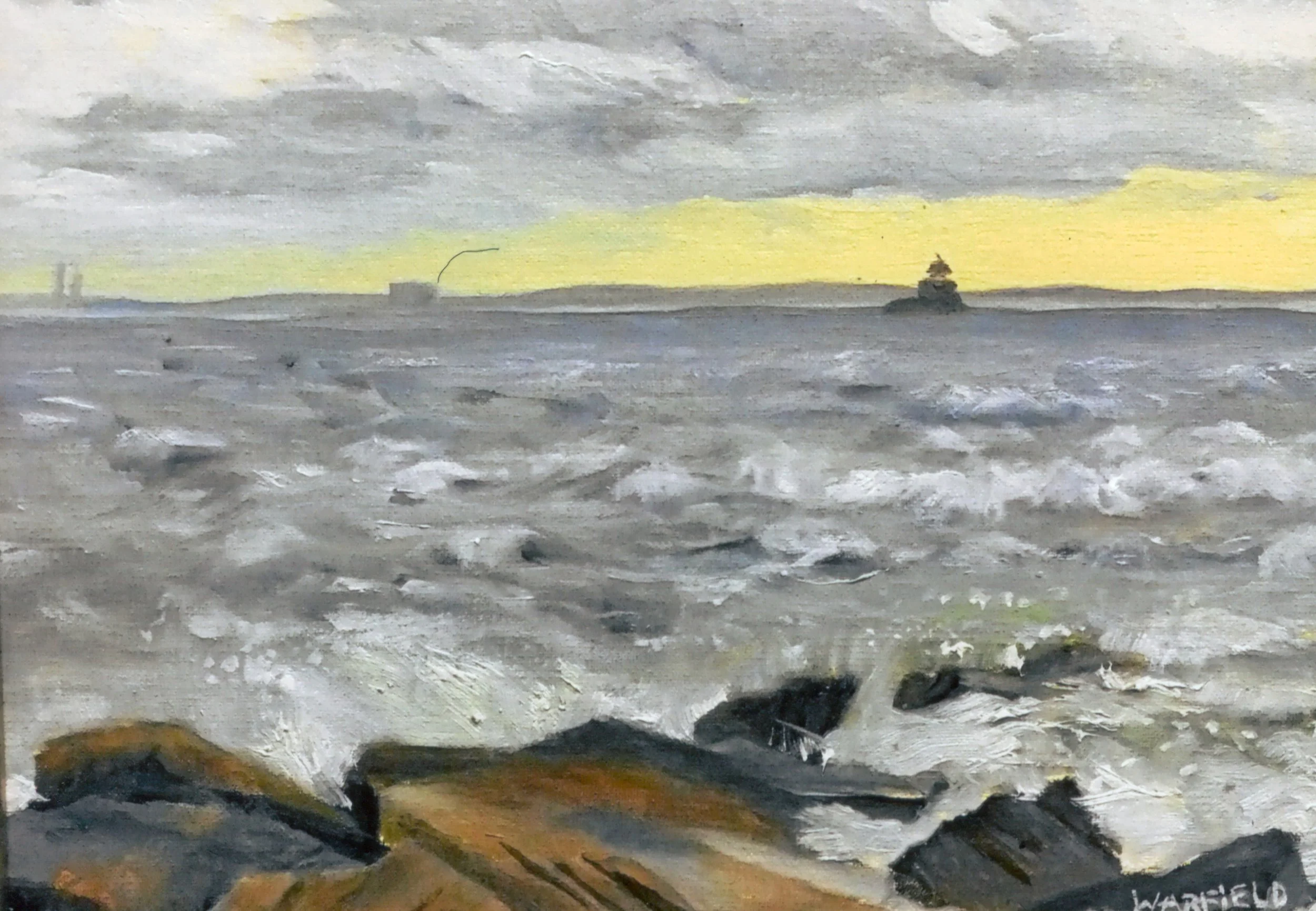  TOPIC  : Sky Series

 

 PAINTING  : Blustery Day, St. Mary’s By The Sea, Bridgeport, Ct

 

 MEDIA  : Oil

 

 SIZE  : 9" X 12"

 

 PRICE  : $350
