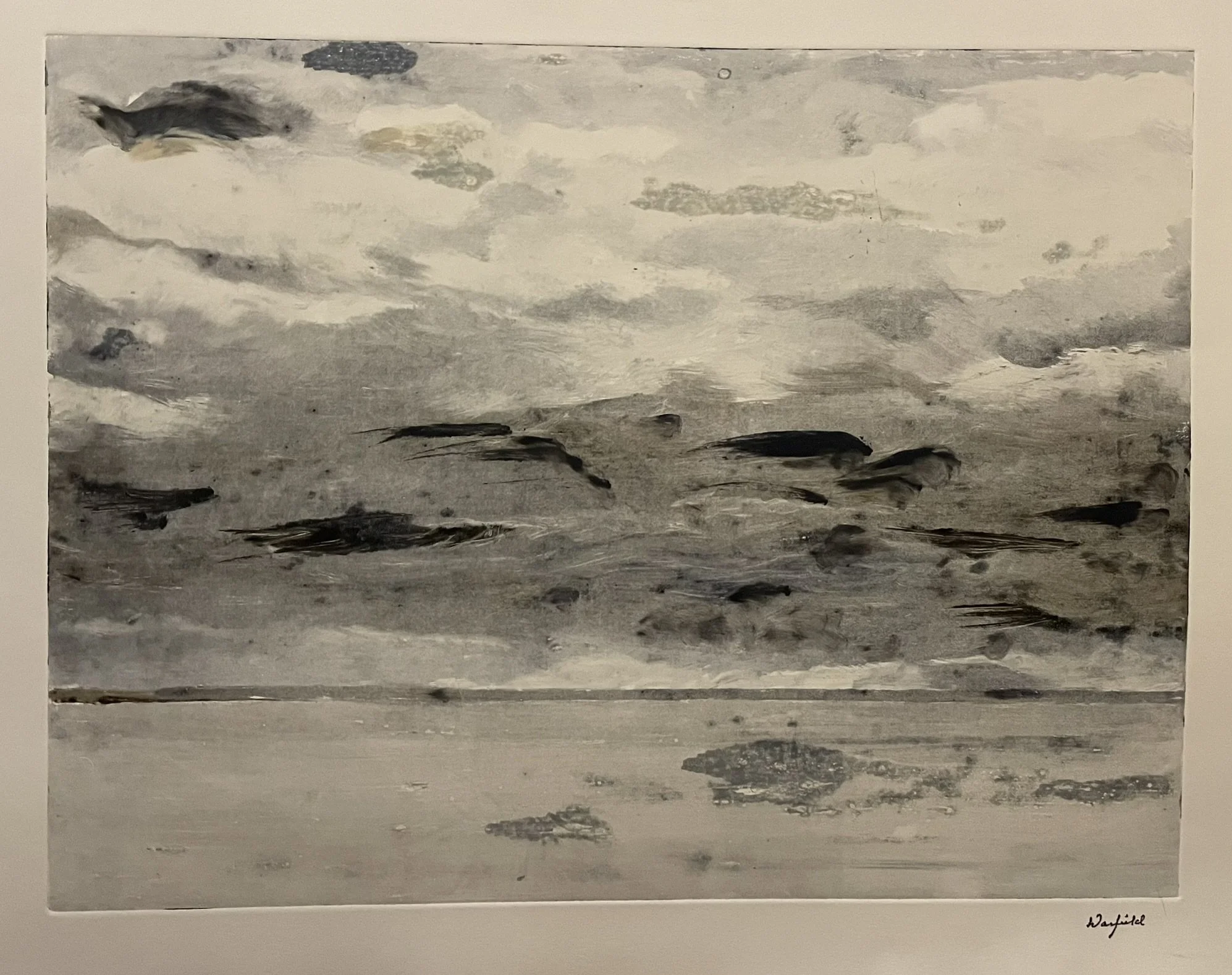  TOPIC  : Sky Series

 

 PAINTING  : Gray Clouds Passing

 

 MEDIA  : Monoprint

 

 SIZE  : 17.5" X 23"

 

 PRICE  : $750
