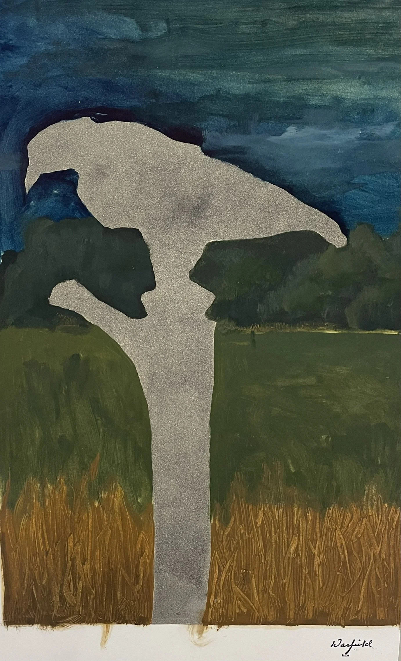  TOPIC  : Roosting Crow

 

 MEDIA  : Monoprint

 

 SIZE  : 19 X 12

 

 PRICE  : $450