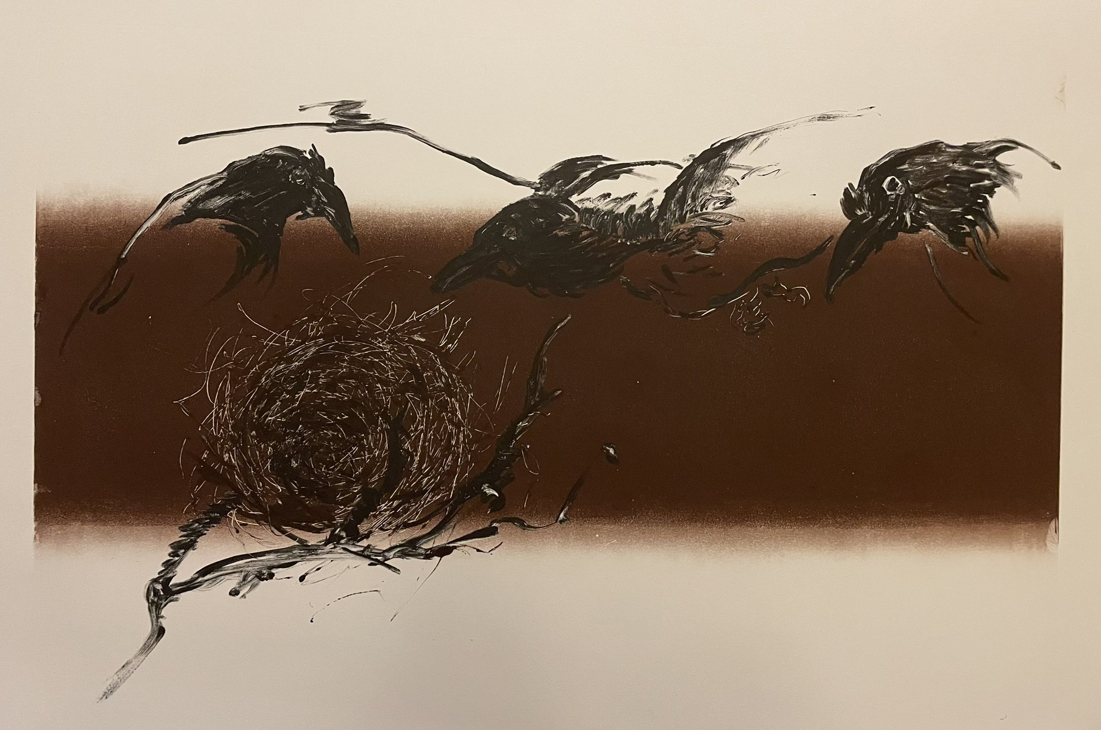  TOPIC  : Crows Nesting

 

 MEDIA  : Monoprint

 

 SIZE  : 18" X 24"

 

 PRICE  : $750