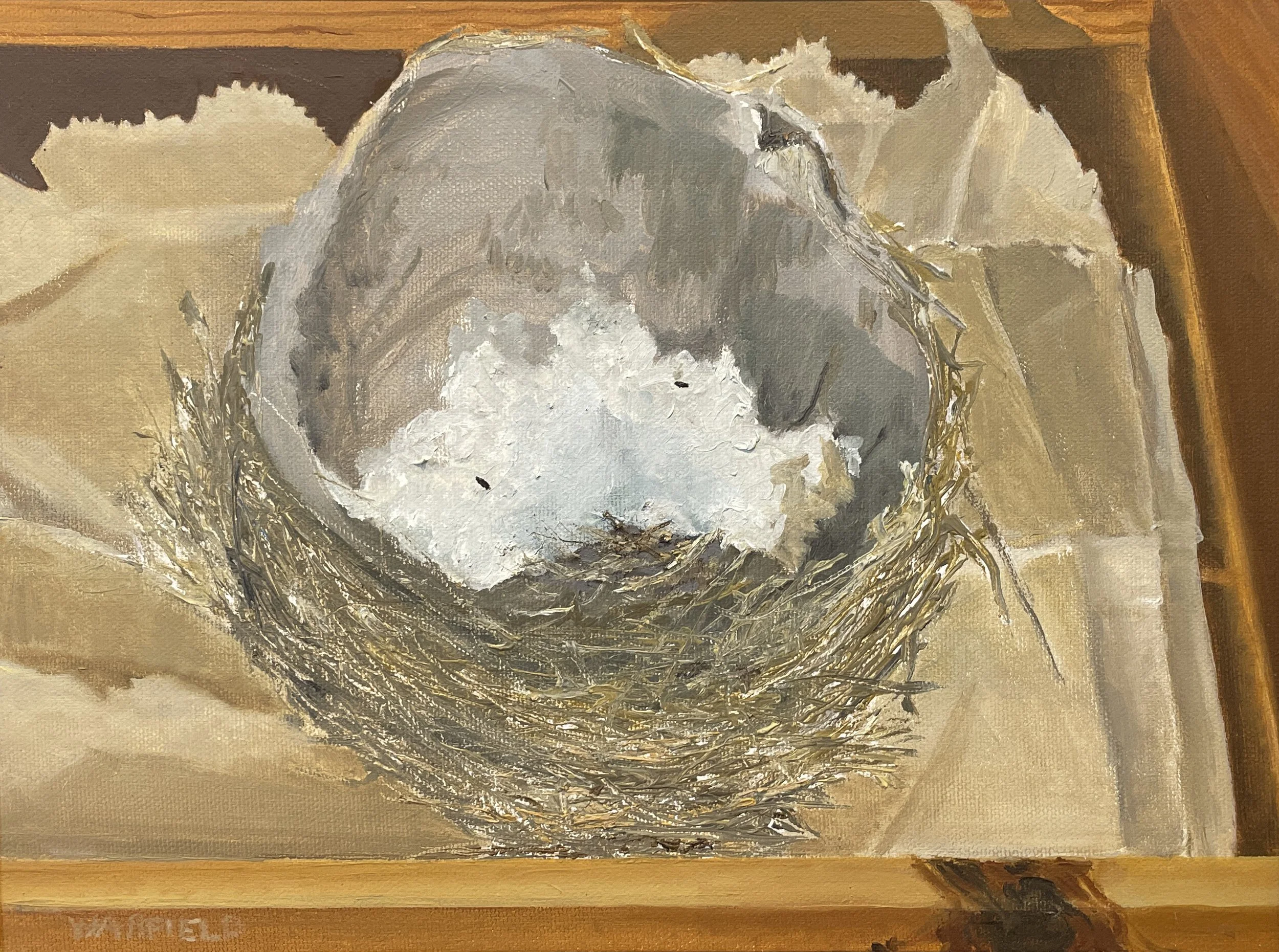  TOPIC  : MOUSE NEST
 

 MEDIA  : OIL

 

 SIZE  : 9 X 12”

 

 PRICE  : $ 550