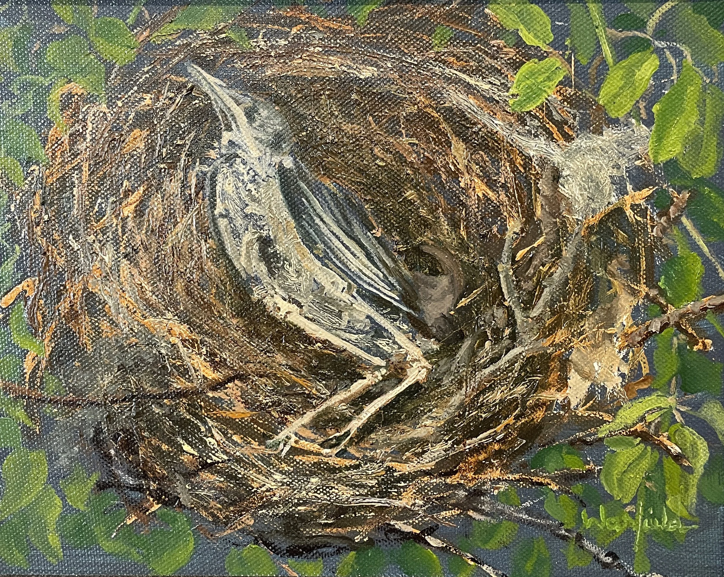  TOPIC  : MOCKINGBIRD NEST- FUNERAL PYRE

 

 MEDIA  : OIL

 

 SIZE  : 6 X 10”

 

 PRICE  : $ 1,500
