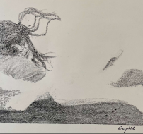  Woman With Fly Away Hair
 
 
 MEDIA  : Monoprint
 
 SIZE  : 17" X 23"
 
 PRICE  : $ 200