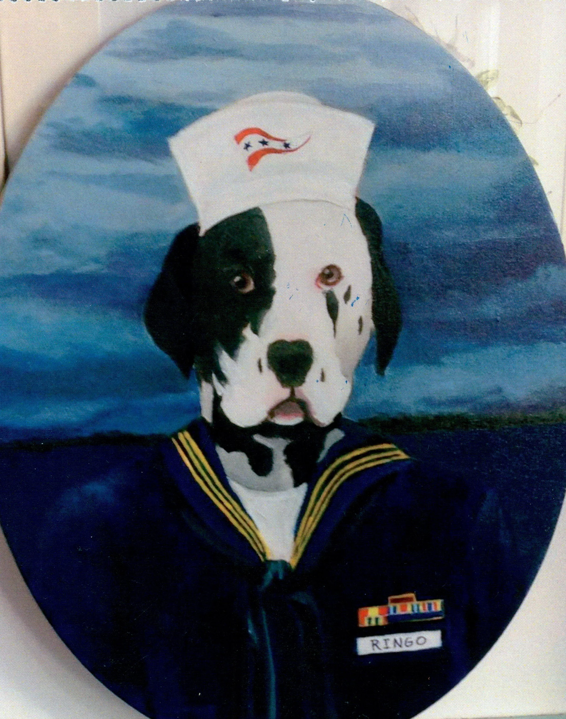  TOPIC  : Dog Portrait

 

 PAINTING  : Ringo The Sailor

 

 MEDIA  : Oil

 

 SIZE  : 16" X 12"

 

 PRICE  : PRIVATE COLLECTION