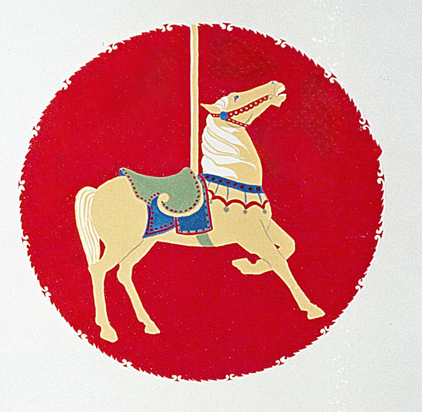 Round Carousel Horse 

 

 MEDIUM  : Acrylic

 

 DIMENSIONS  : 16"D

 

 PRICE  : PRIVATE COLLECTION 