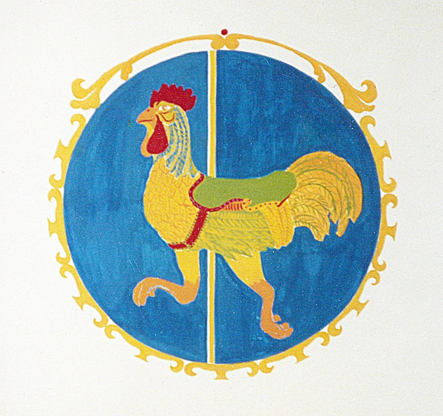  Carousel Rooster 

 

 MEDIUM  : Acrylic

 

 DIMENSIONS  : 10"D

 

 PRICE  : PRIVATE COLLECTION 