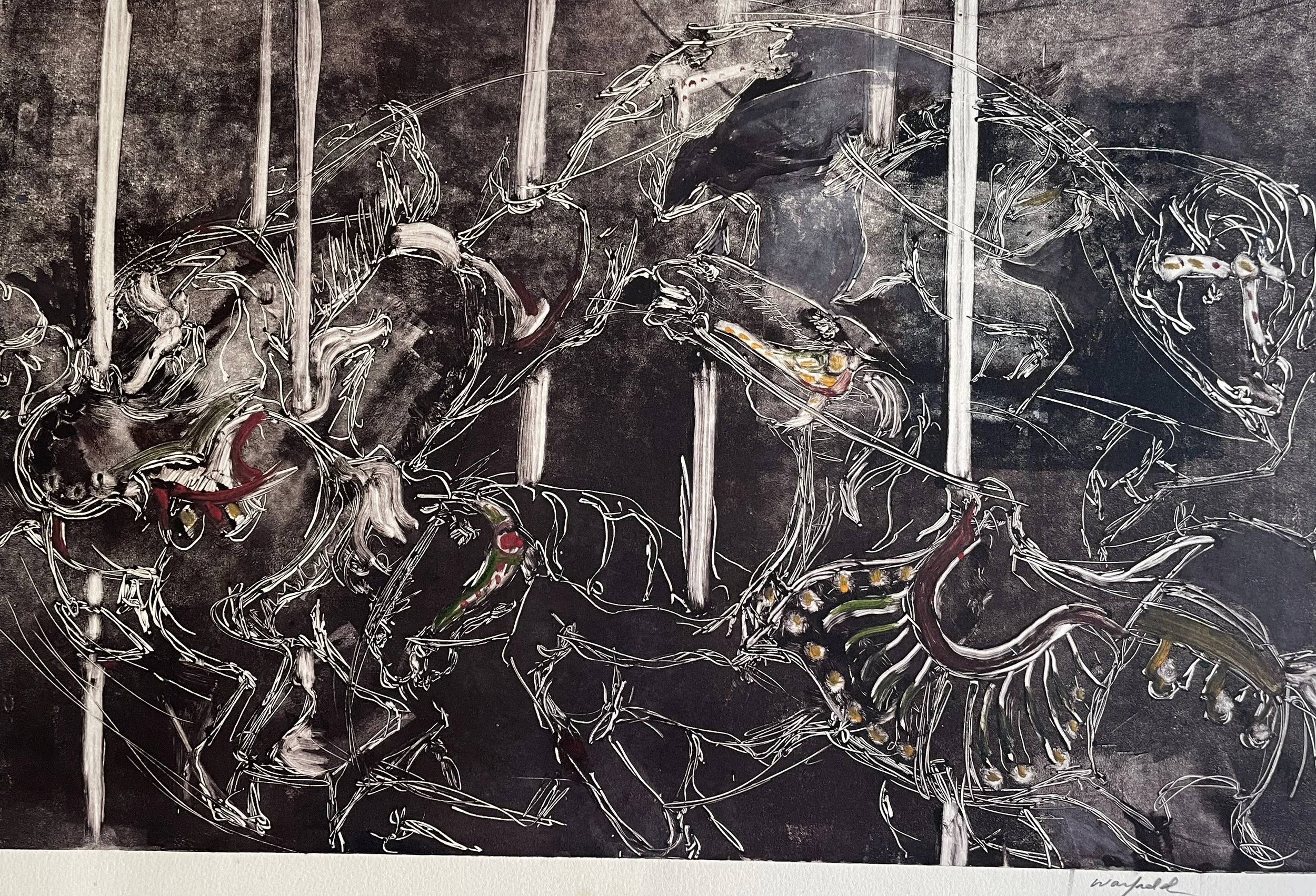  Carousel Race #2 

 

 MEDIUM  : Monoprint

 

 DIMENSIONS  :  12" x 20"

 

 PRICE  : $275