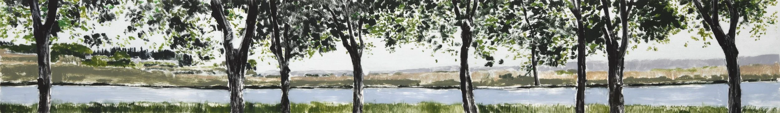  TOPIC  : France

 

 PAINTING  : I Thank You For This Most Amazing Day Along The Canal De Midi, France

 

 MEDIA  : Monoprint

 

 SIZE  : 8" X 53"

 

 PRICE  : $1,500 
