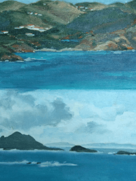  TOPIC  : U.S. Virgin Islands

 

 PAINTING  : Two Views Of Water Island, St. Thomas, U.S. Virgin Islands

 

 MEDIA  : Oil On Canvas

 

 SIZE  : 24" X 12"

 

 PRICE  : $750
