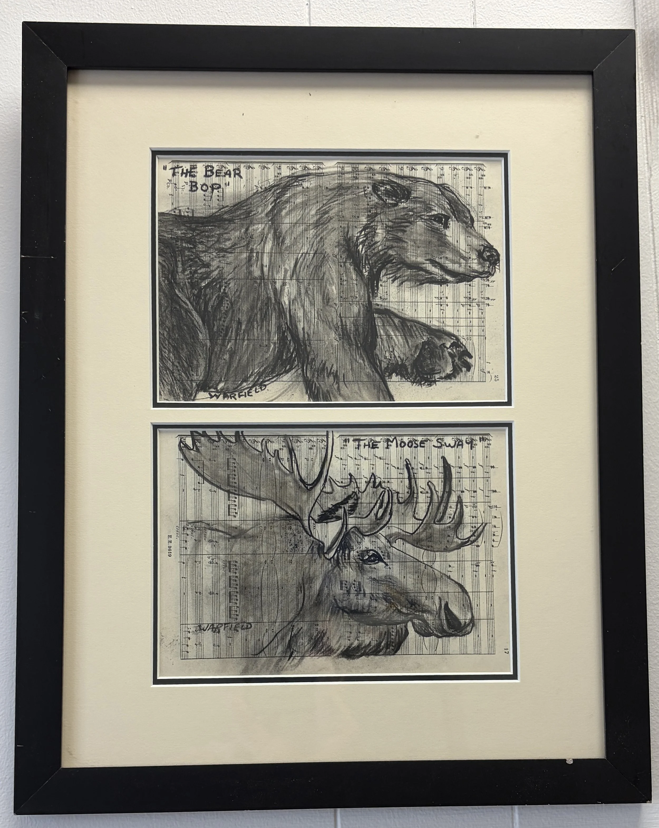  TOPIC  : Trophy

 

 PAINTING  : The Bear Bop and The 
Moose Sway- Framed

 

 MEDIA  :  two images below framed

 

 SIZE  :  10" x 7"

 

 PRICE  : $350