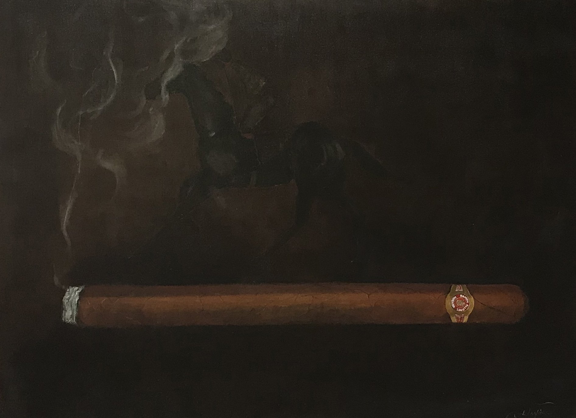  PAINTING  : Horse Of The Year “Cigar” With Ramones Allones Corona

 

 MEDIA  : Oil

 

 SIZE  : 36" X 48"

 

 PRICE  : Private Collection
