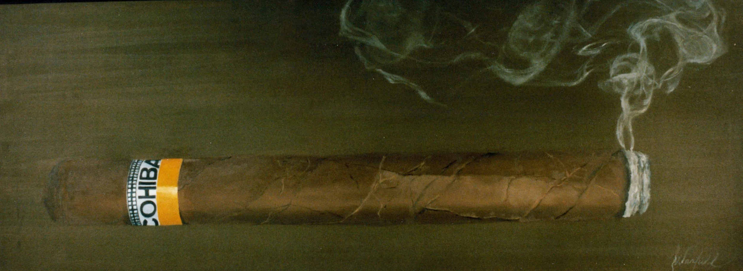  PAINTING  : Cohiba Esplendido

 

 MEDIA  : Oil

 

 SIZE  : 18" X 48"

 

 PRICE  : Private Collection
