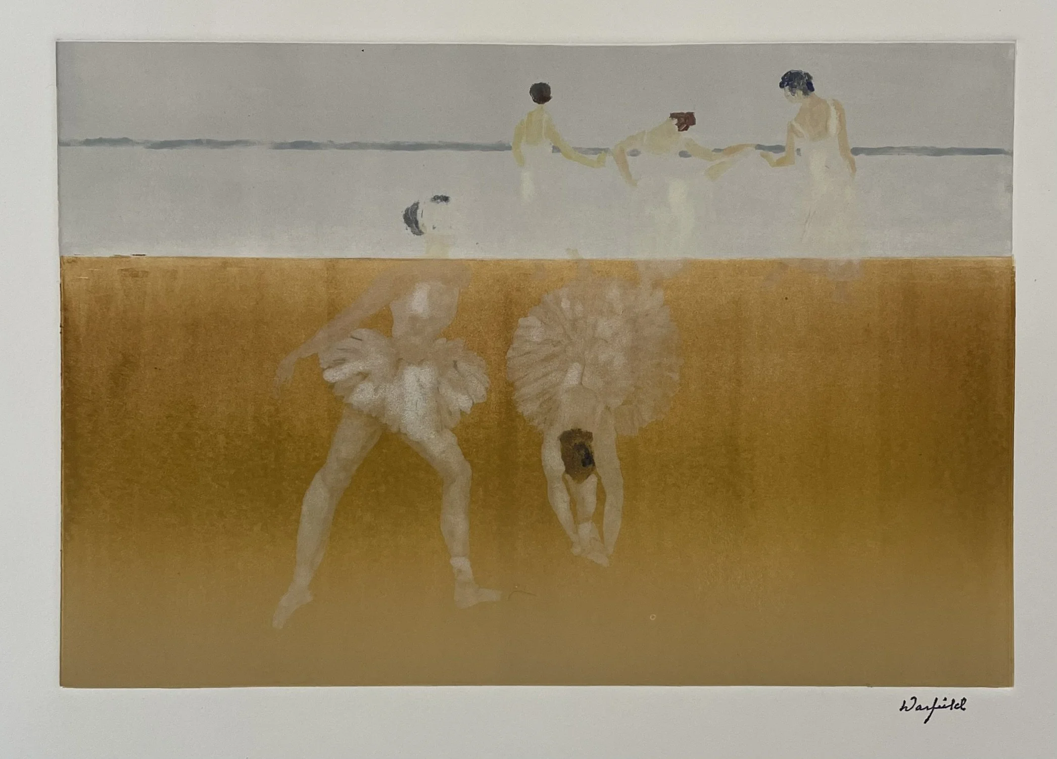  Ballerinas At The Bar - Masked #1
 
 
 MEDIA  : Monoprint
 
 SIZE  : 12" X 18"
 
 PRICE  : $ 200