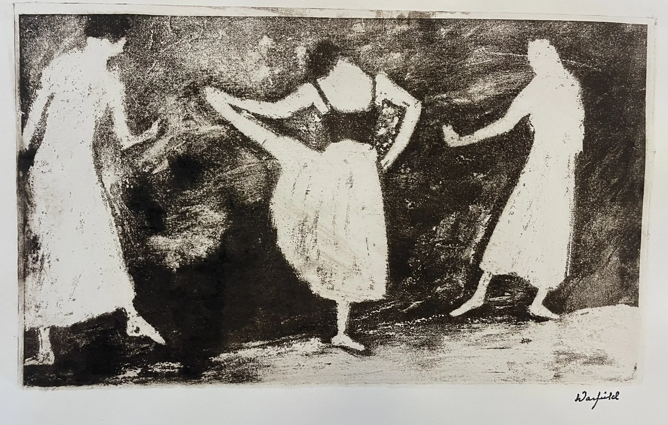  Ballerinas At The Bar #1
 
 
 MEDIA  : Monoprint
 
 SIZE  : 10" X 16.5"
 
 PRICE  : $ 350