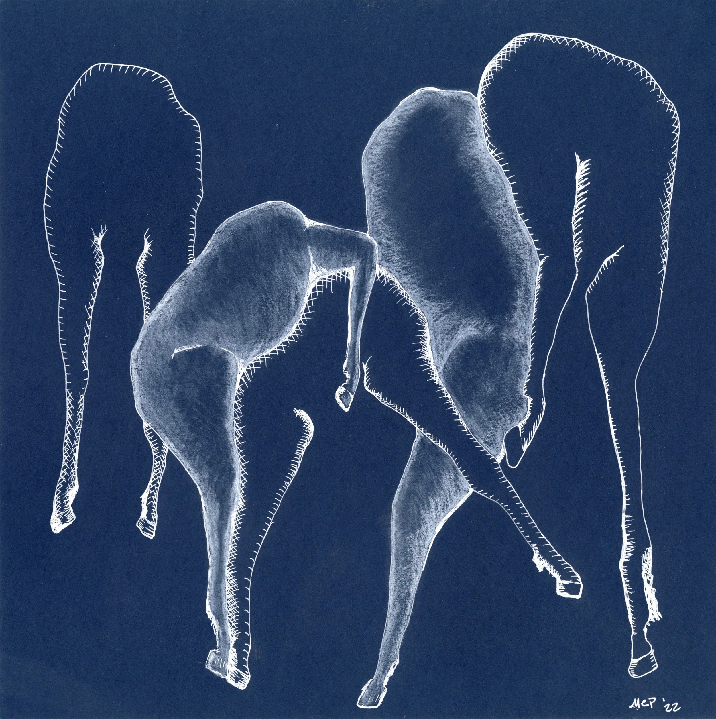  Blue Leaning Carrying  
12" x 12"