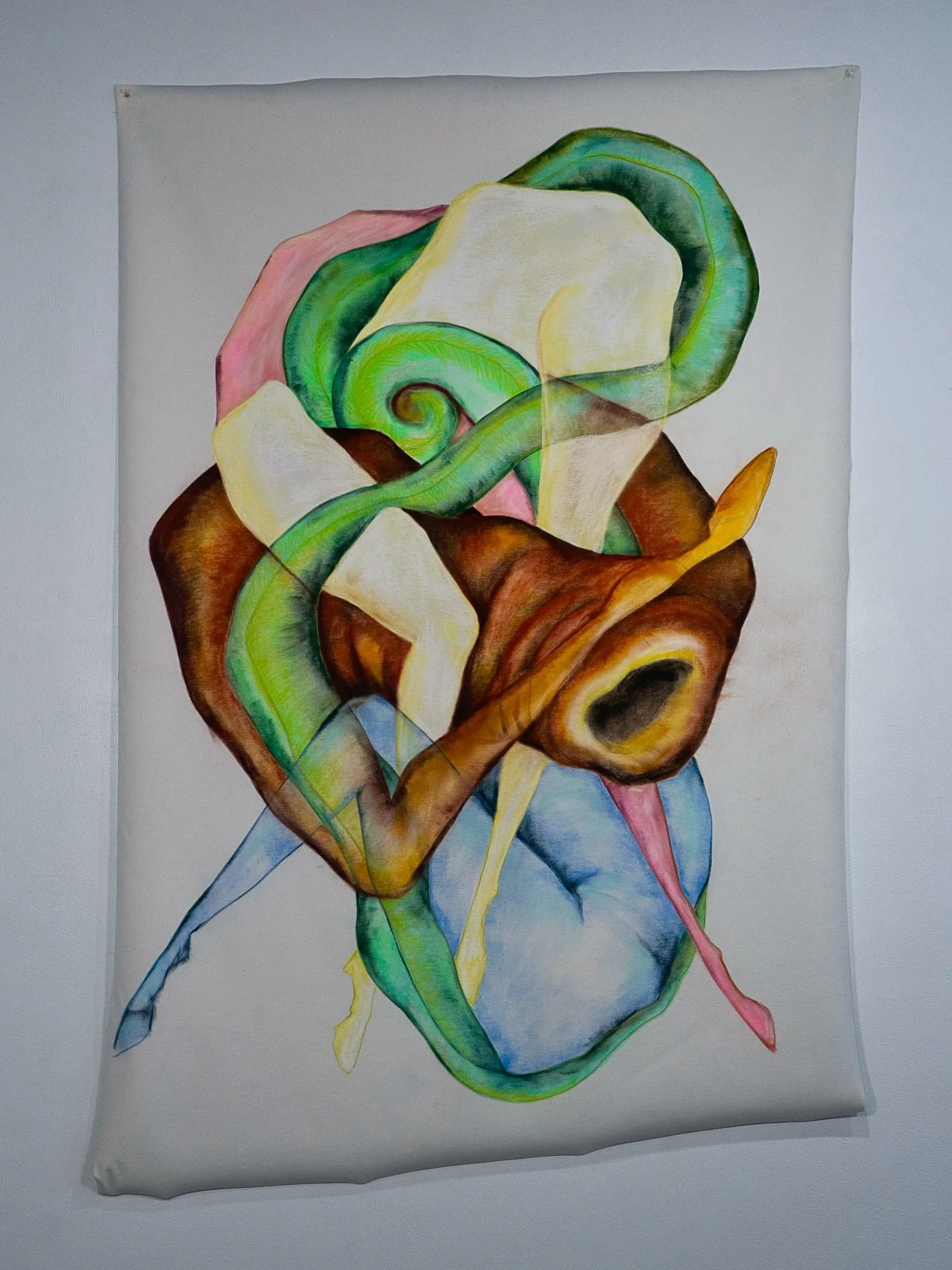  Swirl in Pink Yellow and Green  
Pastel 
60" x 71"