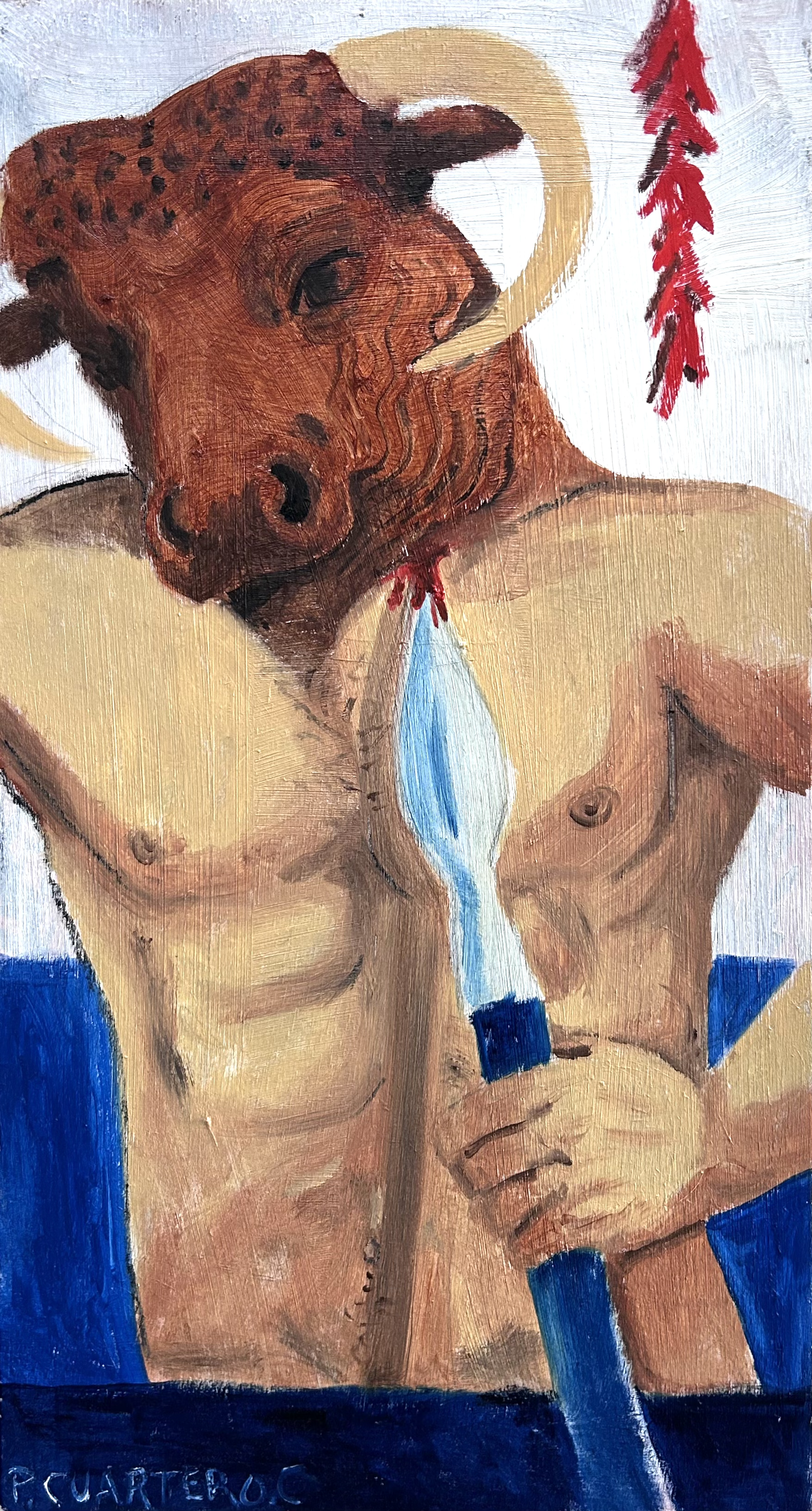 Minotauro. Oil and graphite on board. 26,5x49cm. 2026