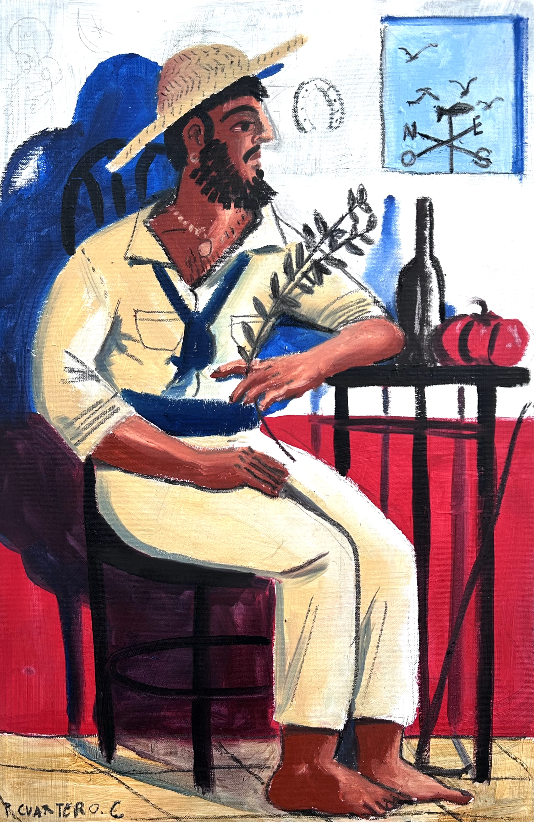 Esperando el buen viento. Oil and graphite on canvas. 40x60cm. 2026