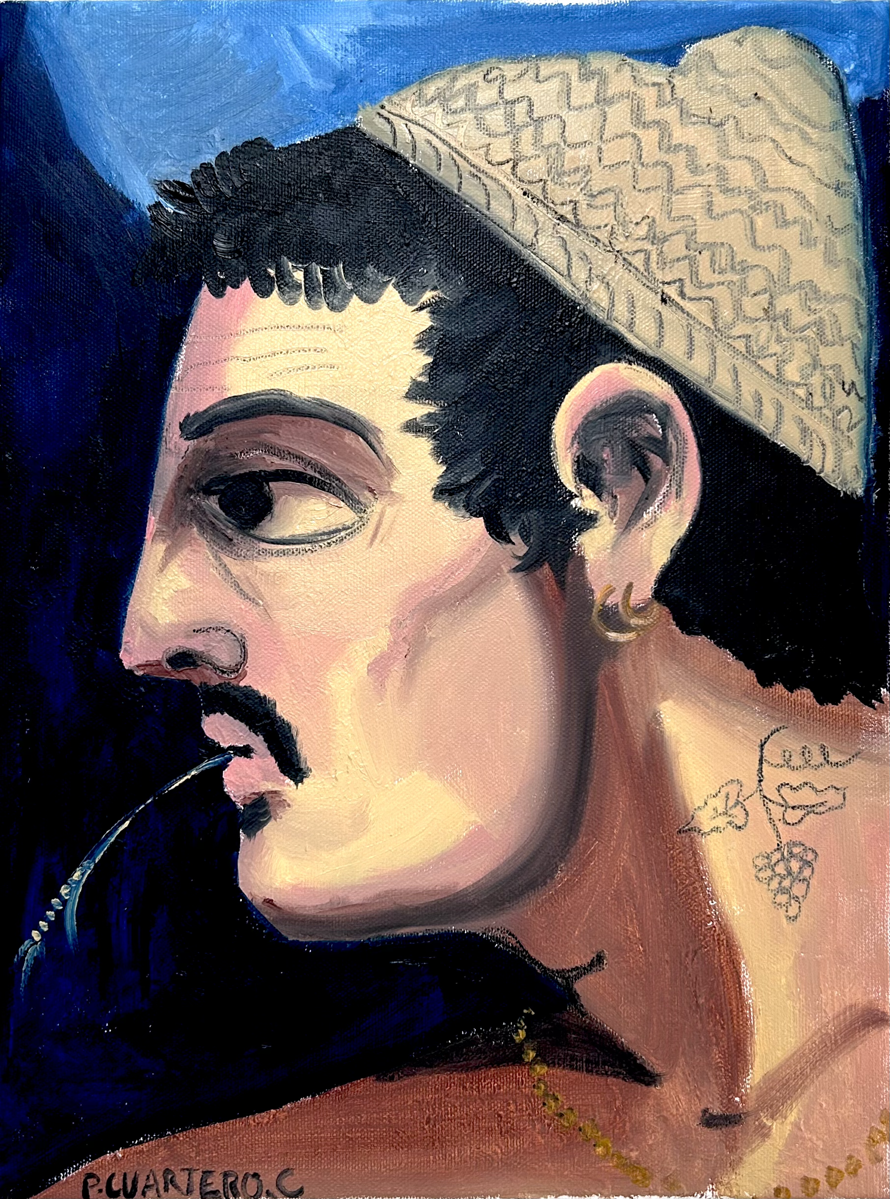 Pagano. Oil and graphite on canvas. 30x40cm. 2026