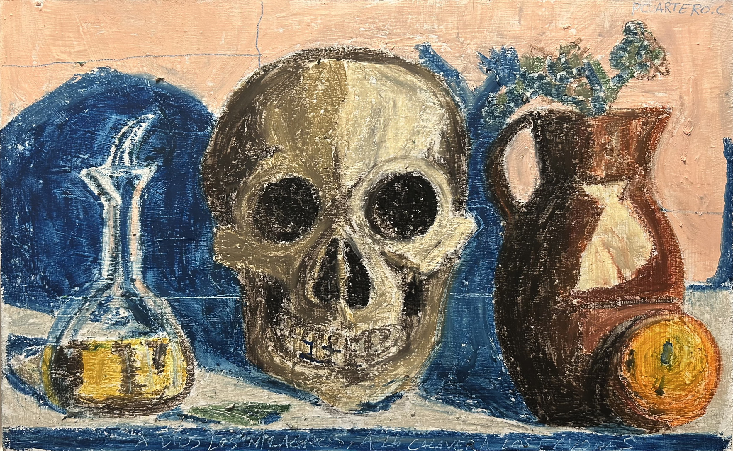Vanitas de otoño. Oil pastel and pencil on board. 40x25cm. 2026