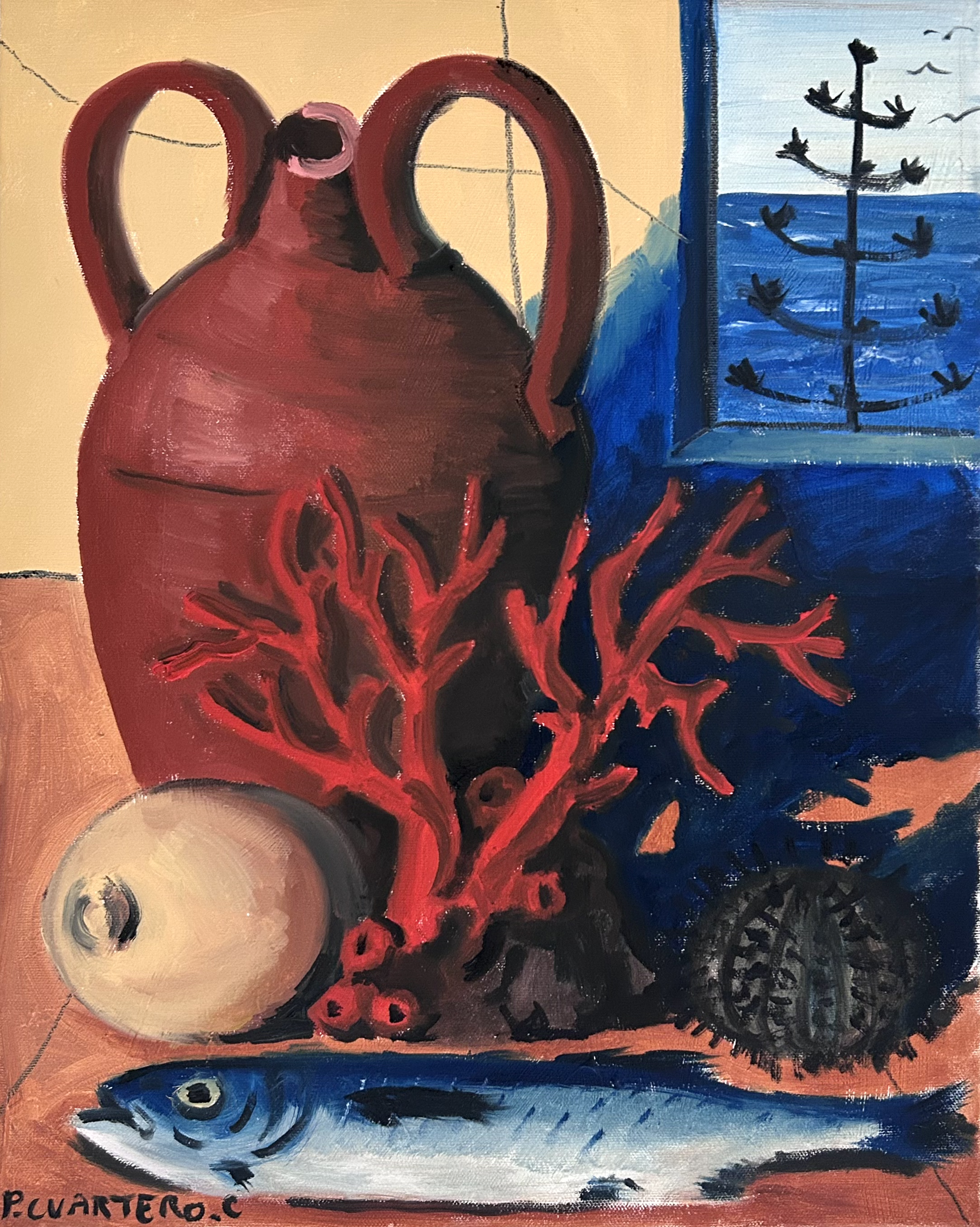 Bodegón Mediterráneo. Oil and graphite on canvas. 40x50cm. 2026