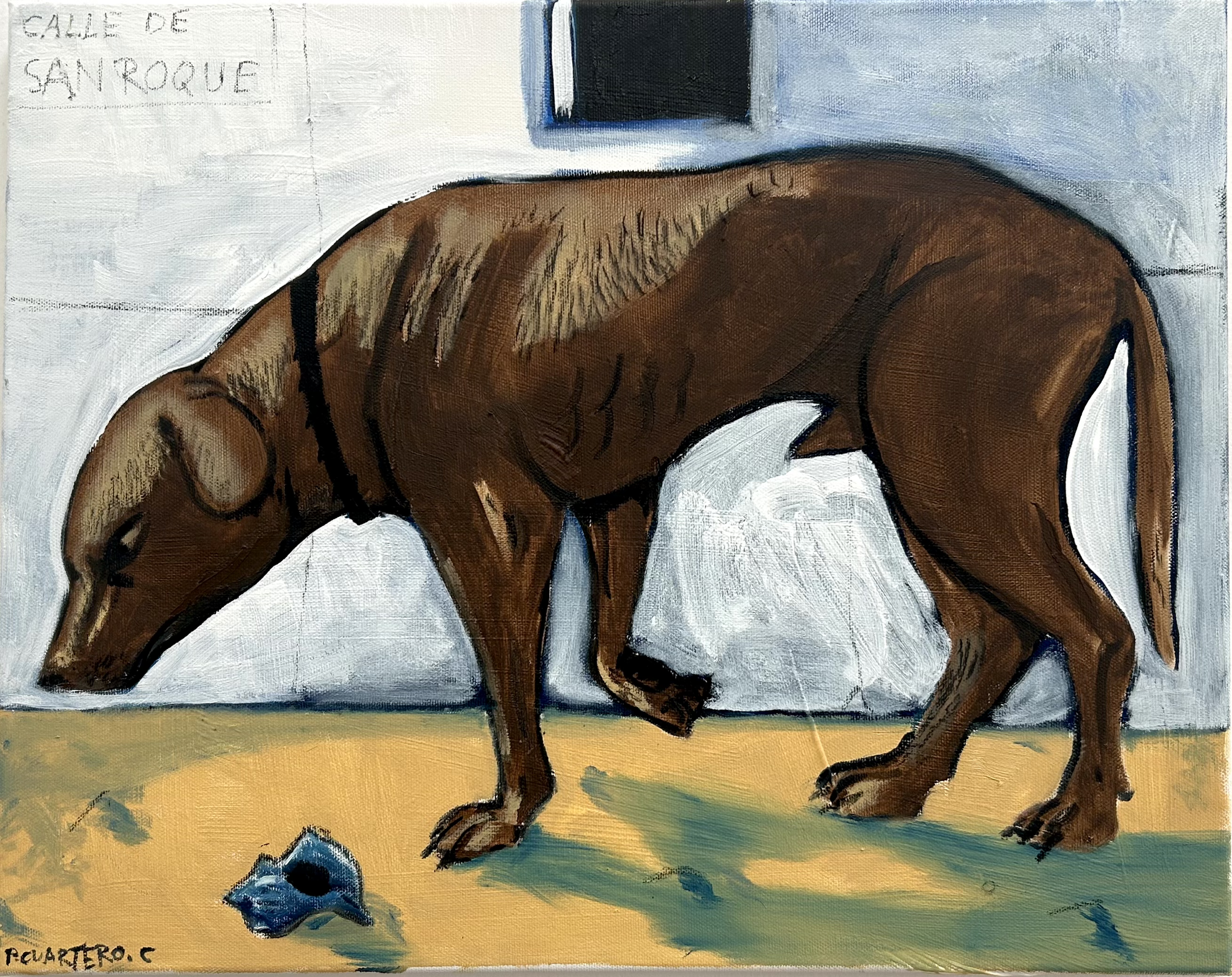 El perro de San Roque. Oil and graphite on canvas. 50x40cm. 2026