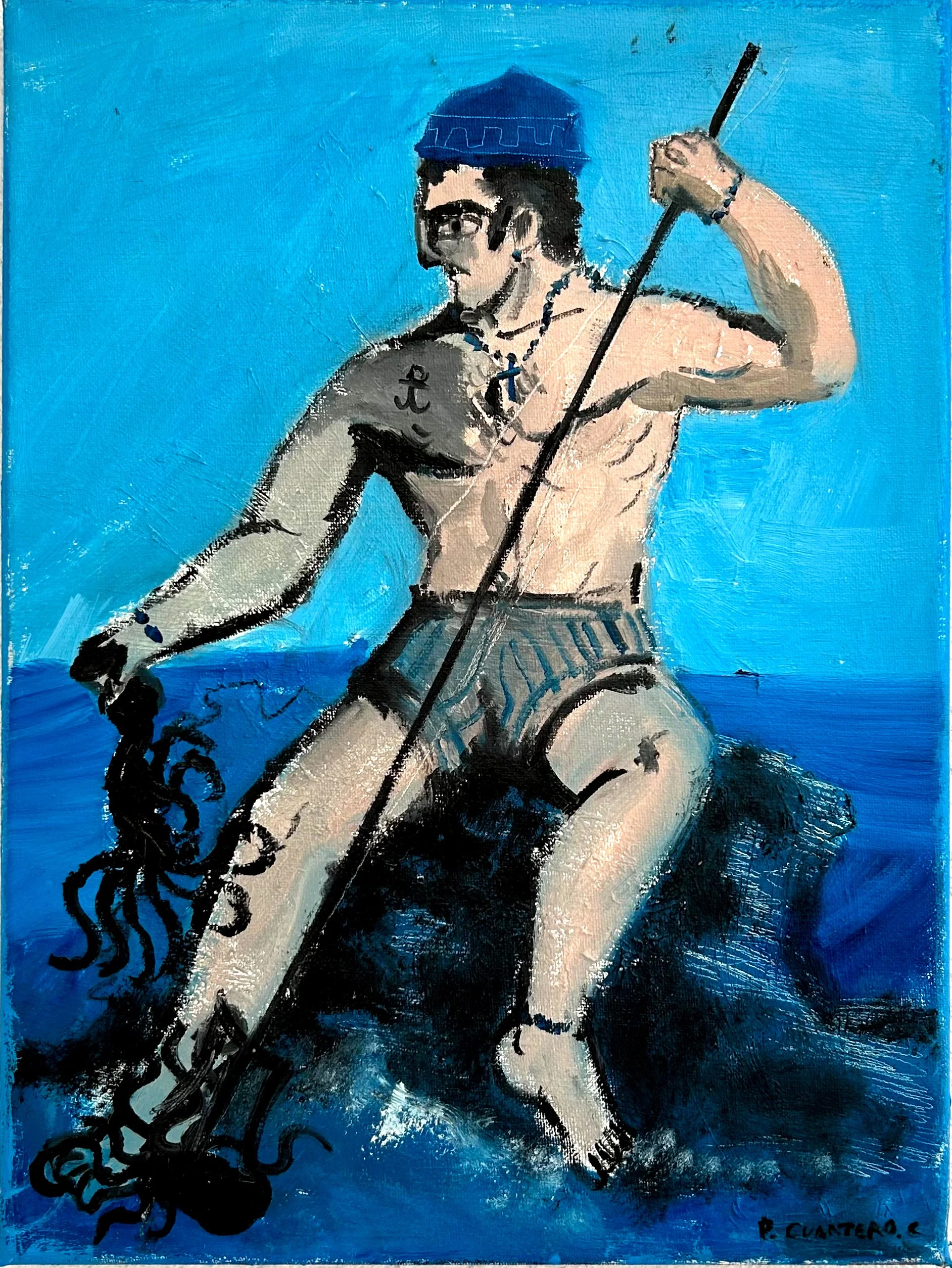 Il pescatore di polpi . Oil and graphite on canvas. 30x40cm.
2025