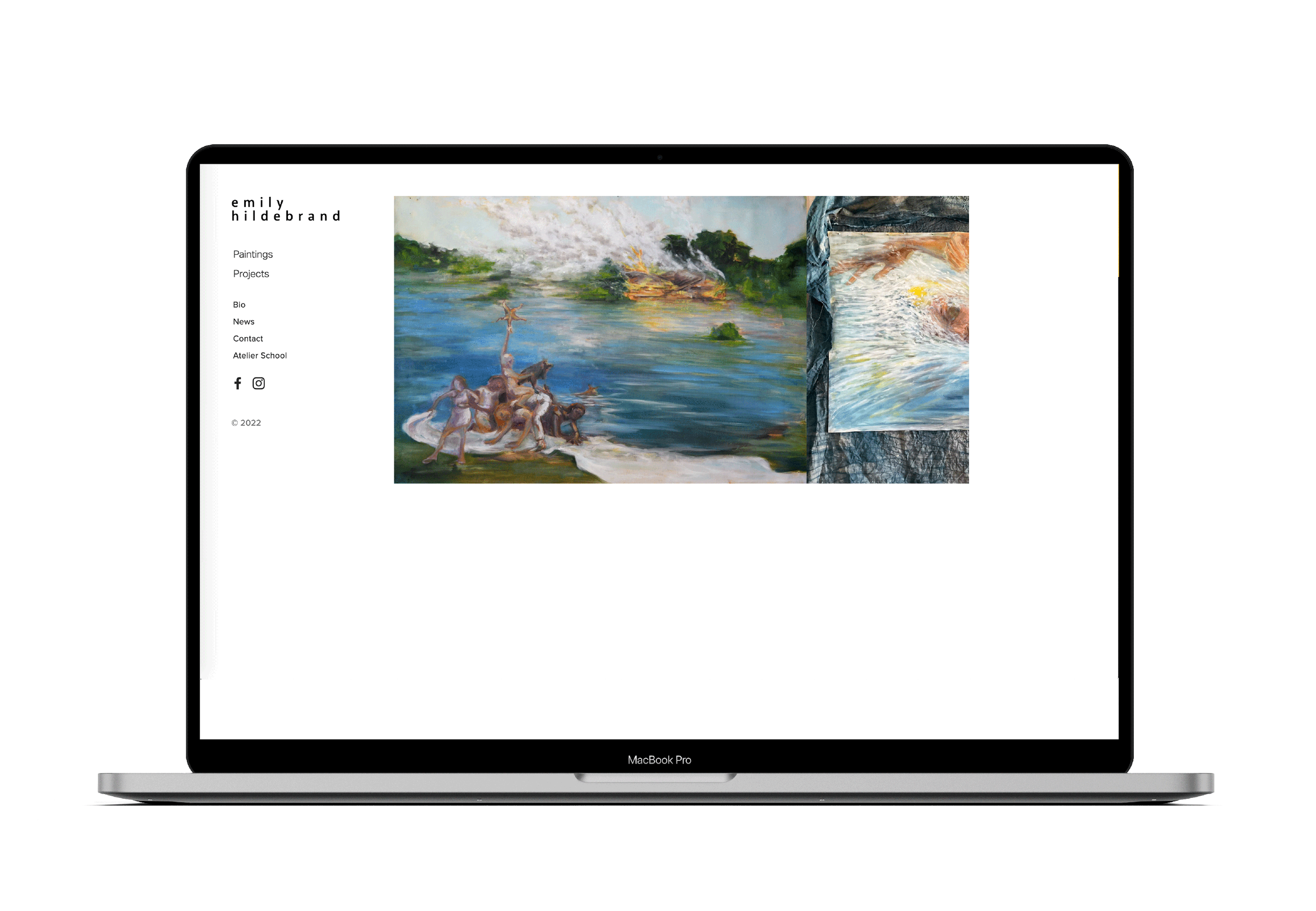 Image of swiss artist emily hildebrand's website on mac laptop