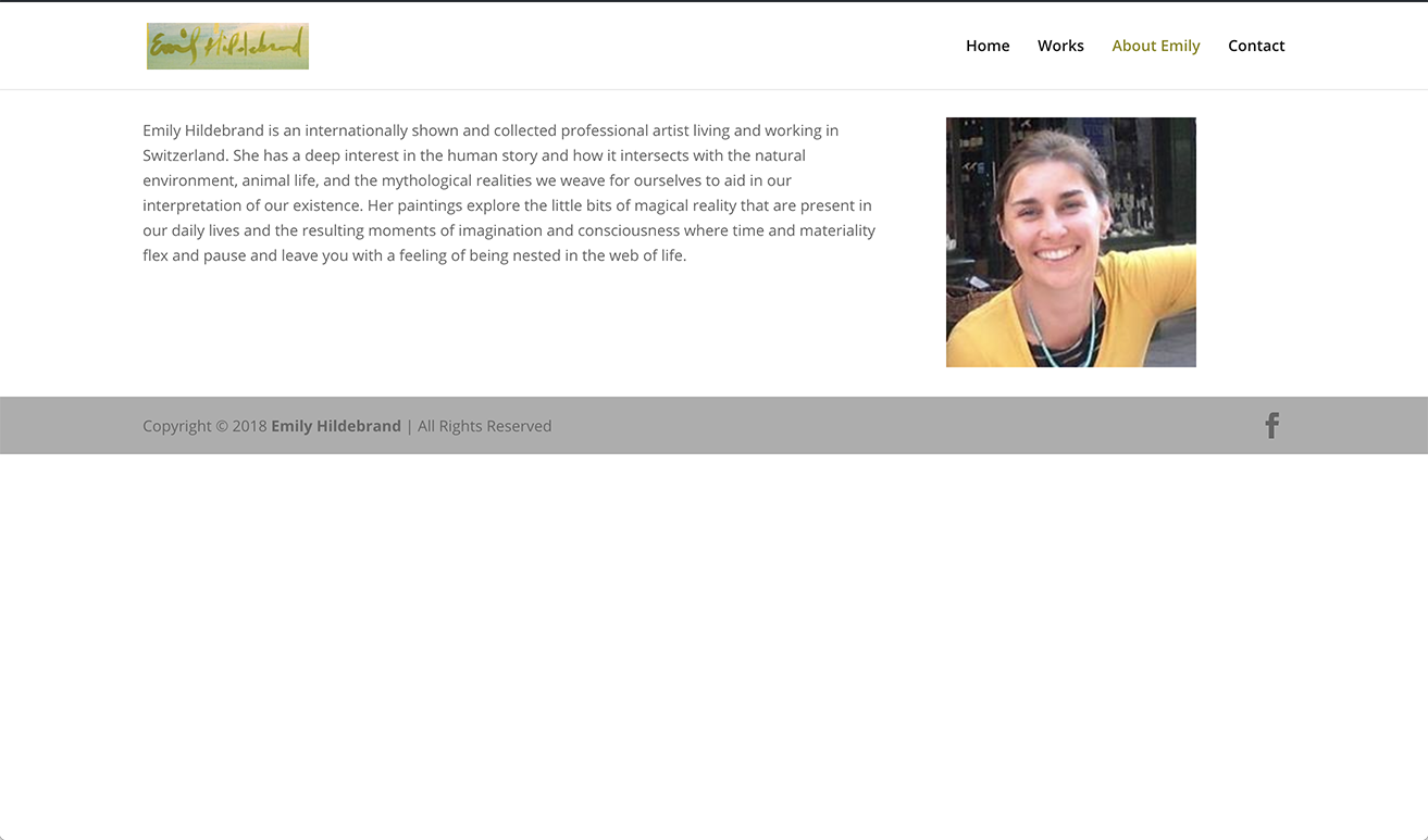 emily's artist and painting website bio page
