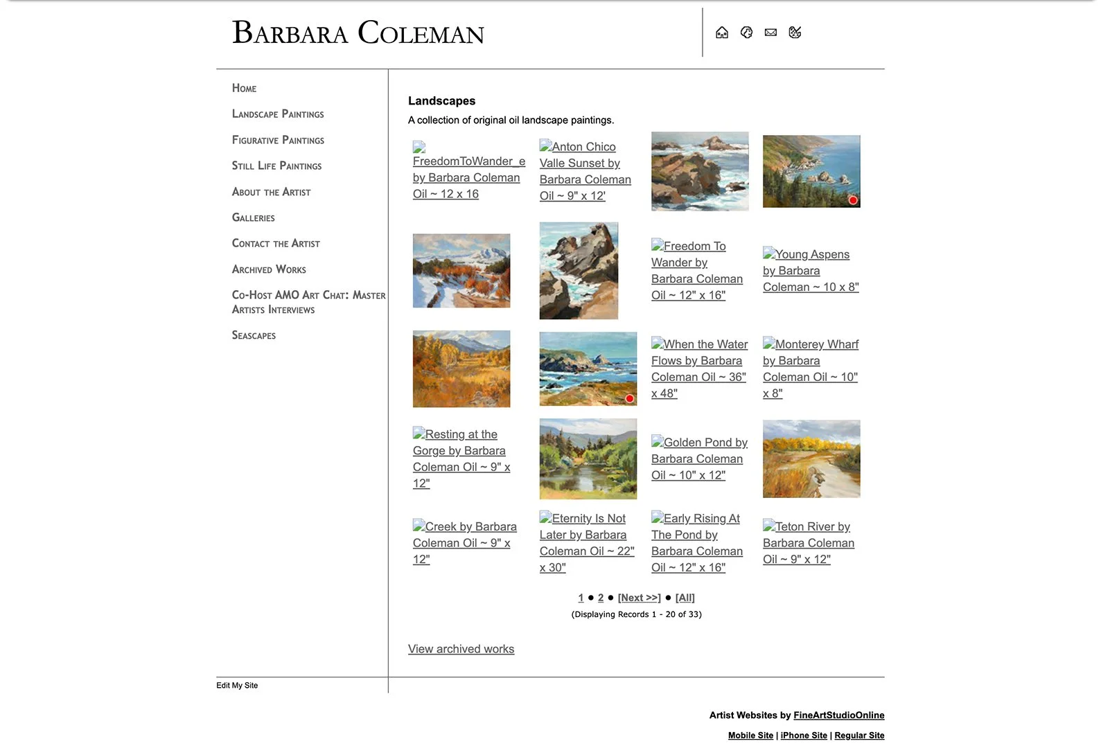 barbara coleman landscape oil painter old website