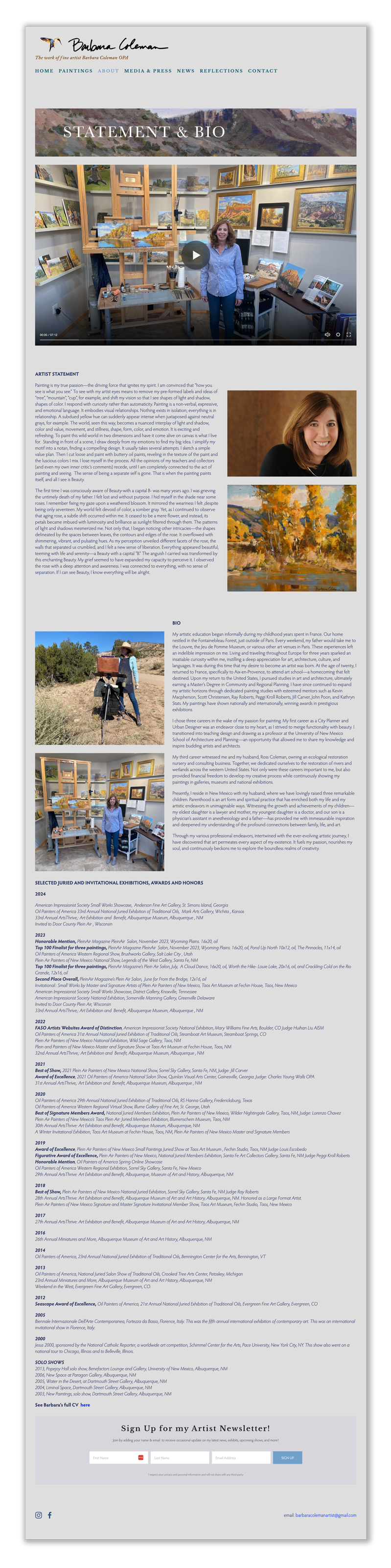 bio and statement for plein air painter