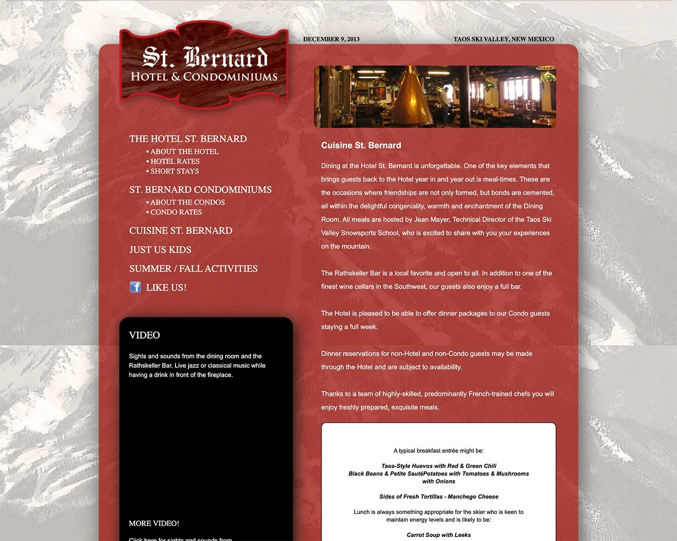 hotel st. bernard taos ski valley TSV old dining room page