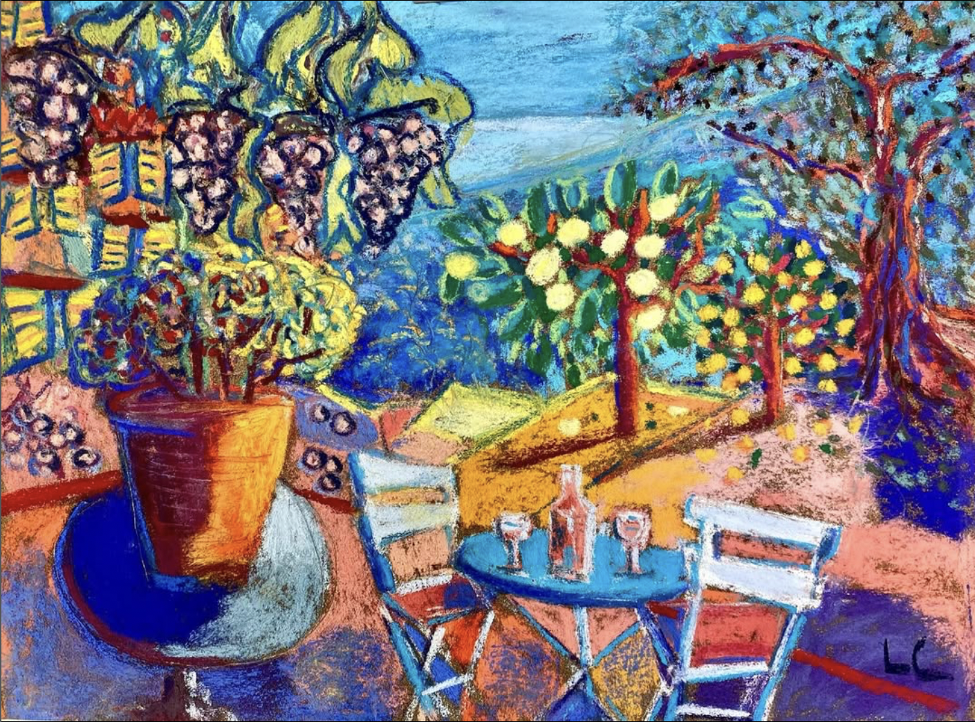 LA vue de chez moi, Pastel on pastelmat
