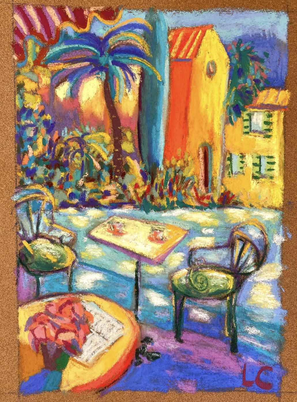 SOLD - Café des sports, pastel, 20x29cm