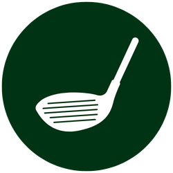 A golf club against a dark green background.
