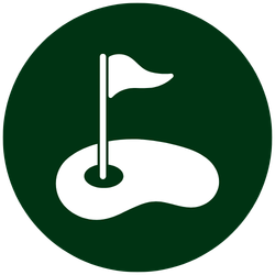 Golf hole with flag on putting green