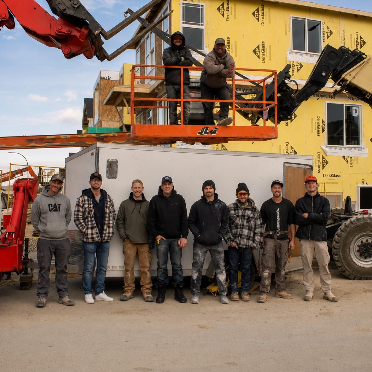 Expert home and apartment framing team group picture.