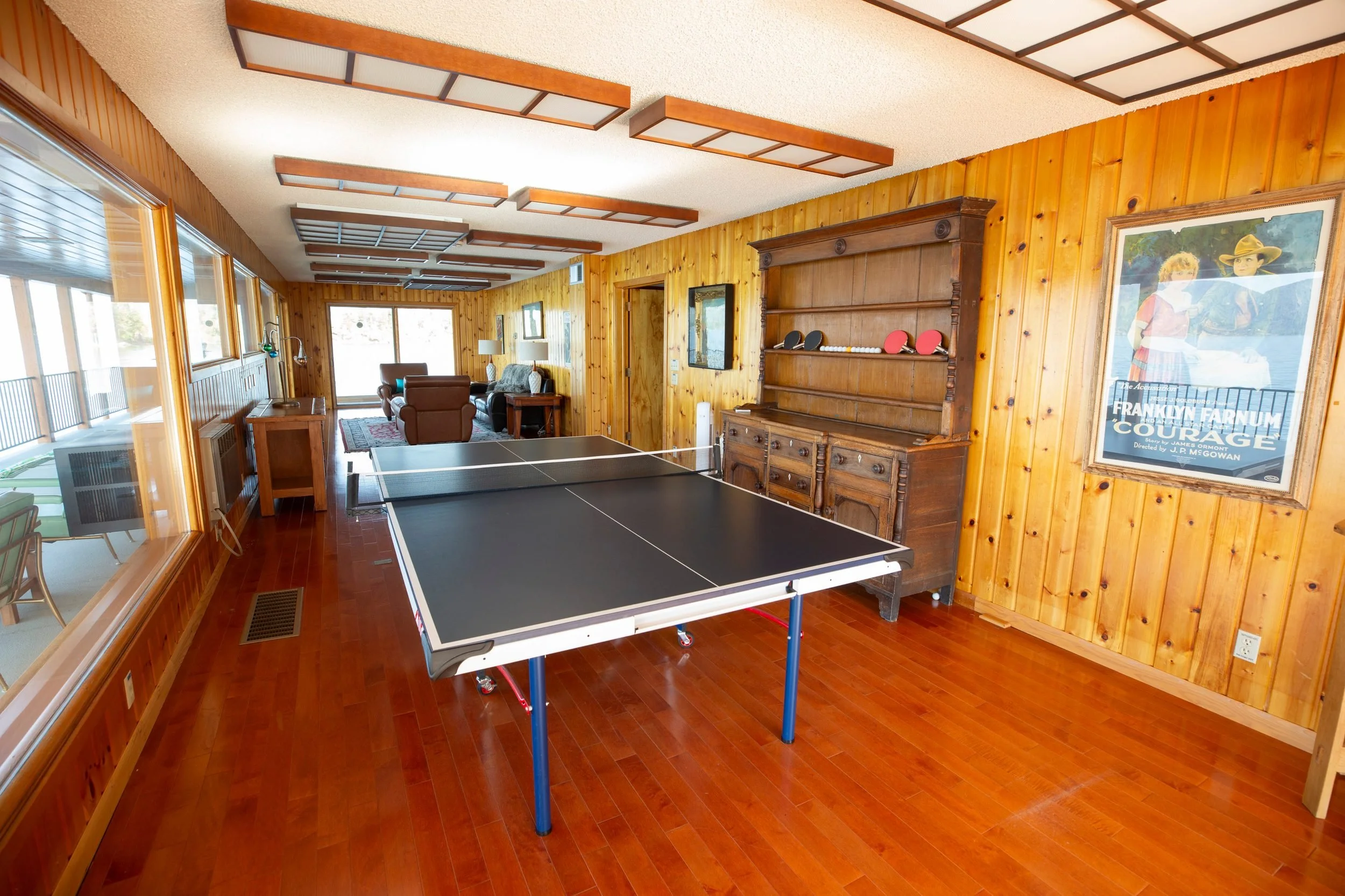 The ping pong table in the game room at The Retreat on Lake Pend Oreille in Sagle, Idaho