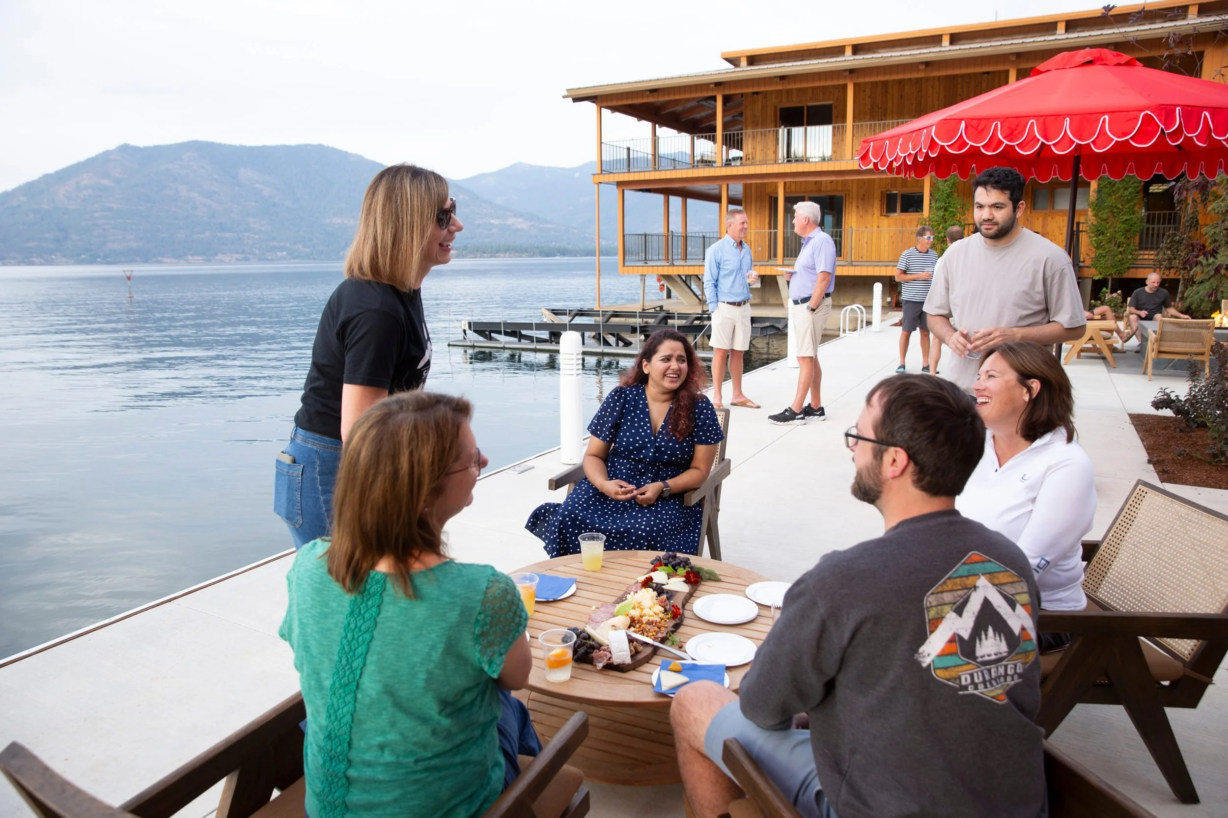 A lakeside gathering with mountain views at The Retreat on Lake Pend Oreille in Sagle, Idaho