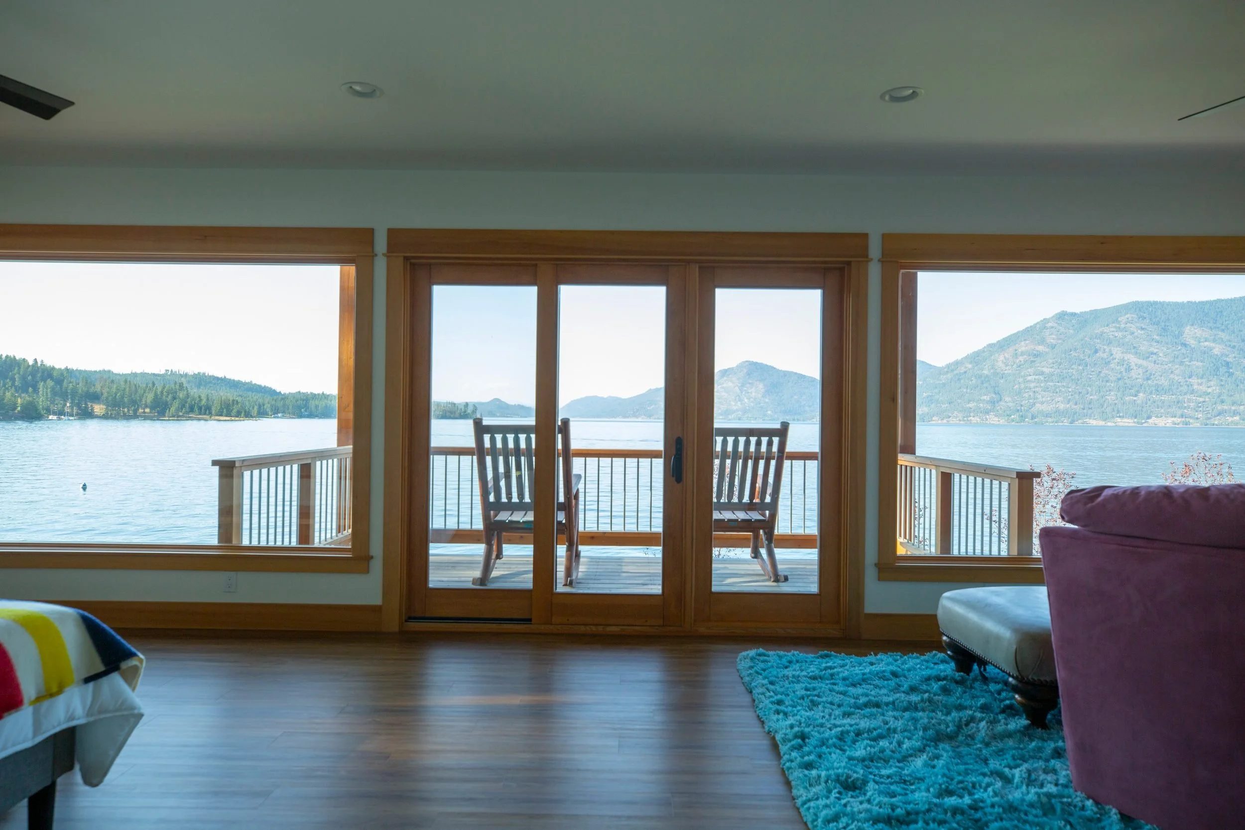 Guest suite with lake and mountain views at The Retreat on Lake Pend Oreille in Sagle, Idaho