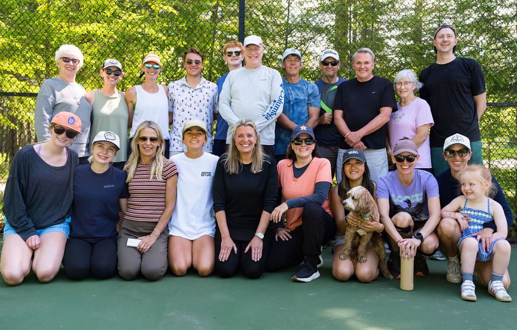 A large group of family and friends gathered for a photo at The Retreat on Lake Pend Oreille in Sagle, Idaho