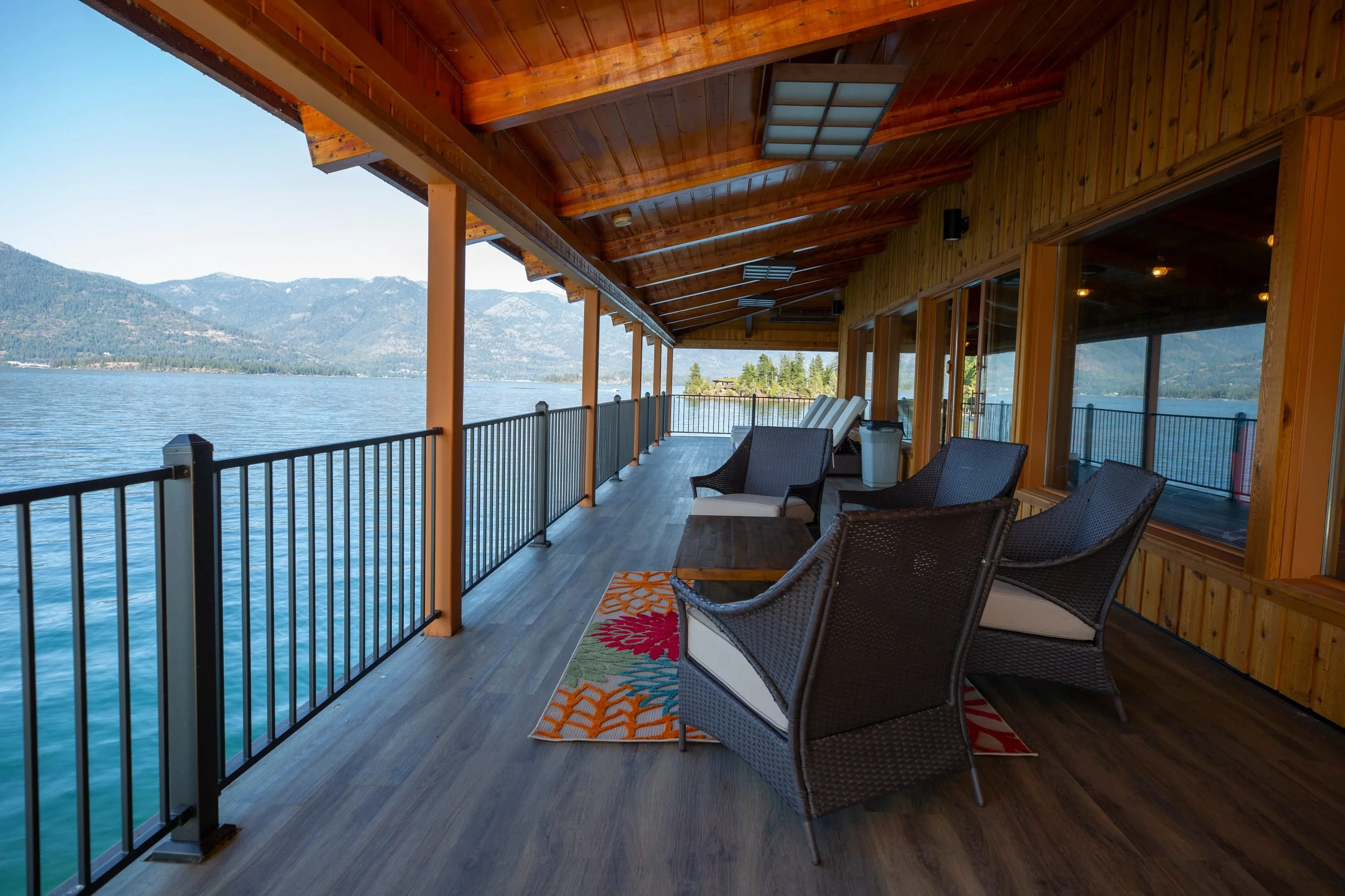 A private balcony overlooking Lake Pend Oreille in Sagle, Idaho