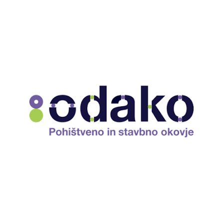 Odako logo with purple and green lettering and the Slovenian tagline “Pohištveno in stavbno okolje”