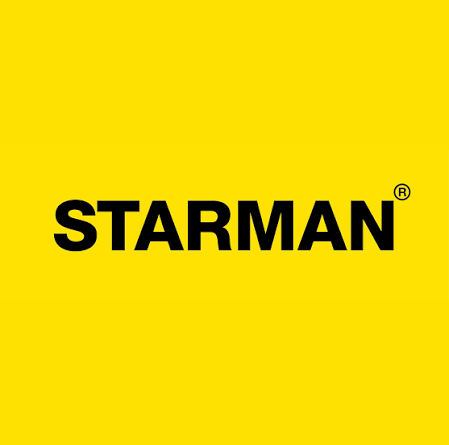 STARMAN logo in bold black lettering on a bright yellow background
