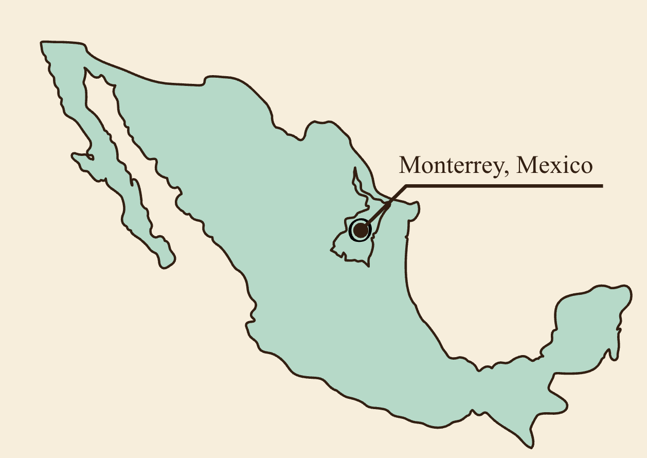 Monterrey on Mexico map