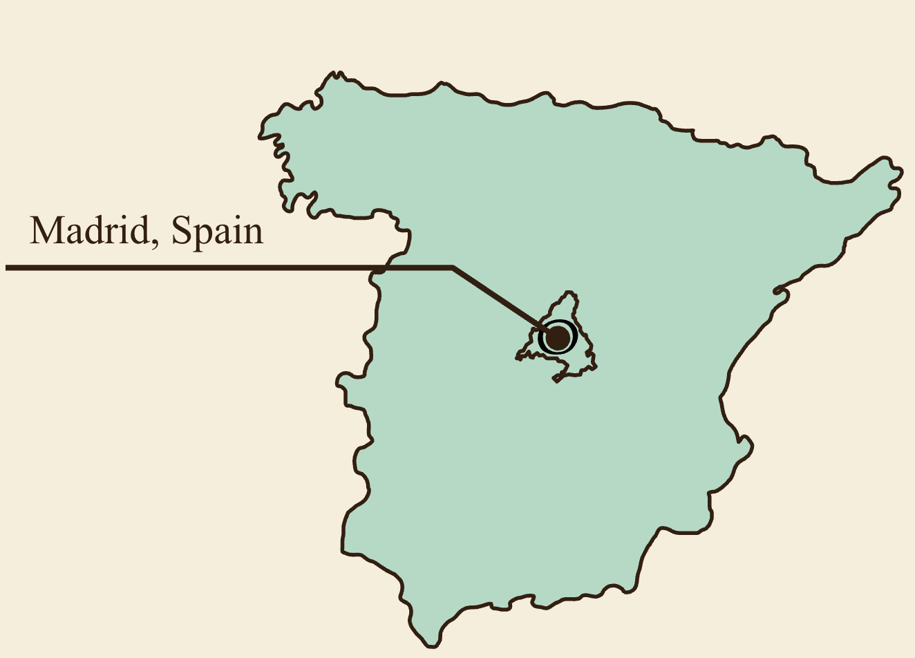 Madrid on Spain map
